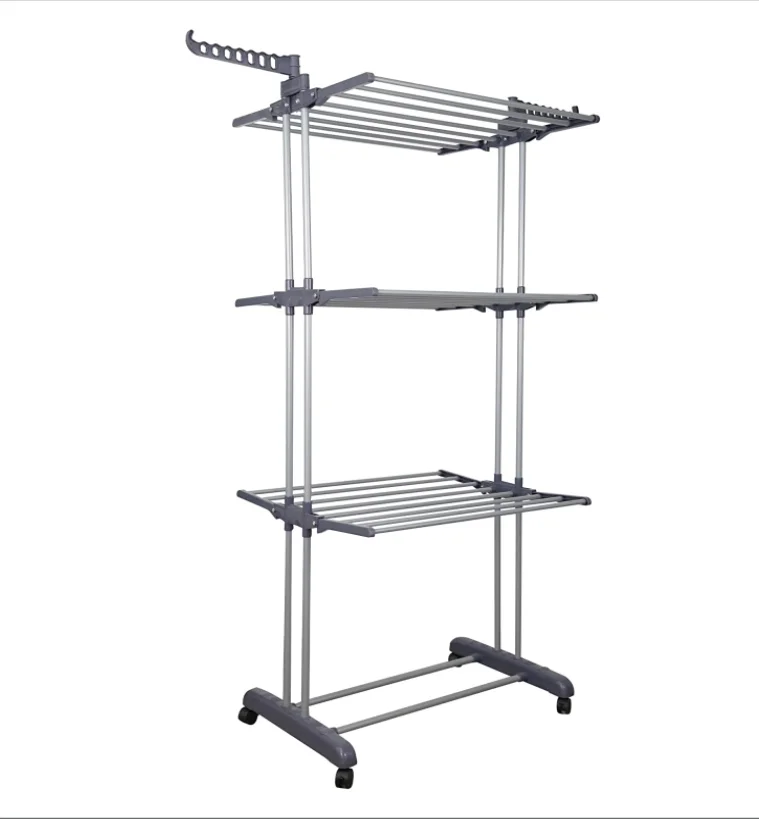 3 Tier Rolling Indoor Clothes Drying Rack Clothes Garment Rack Laundry Rack with Foldable Wings Shape