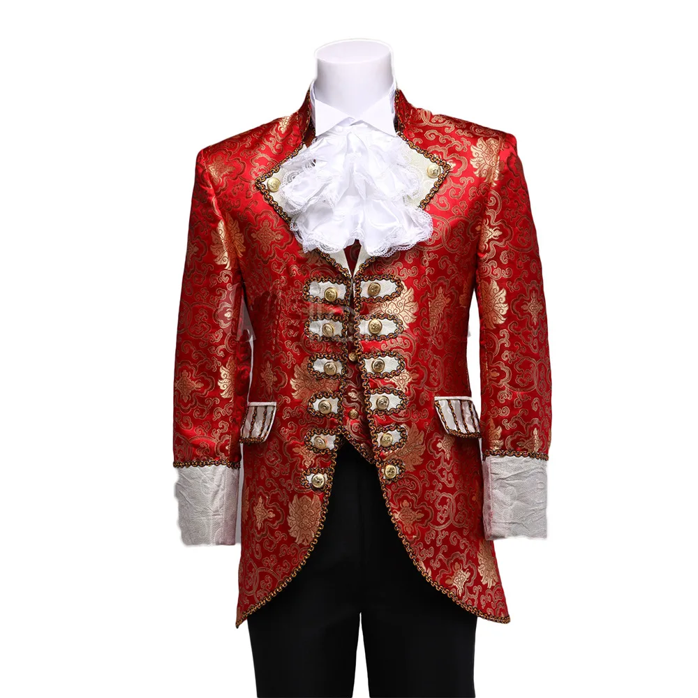 King Prince Costume Deluxe Victorian Medieval Victorian Costume Tuxedo Suit Jacket Steampunk Party Stage Performance Dress Coat