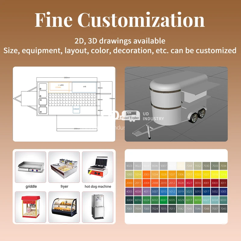 UrDream Small Buffet Bakery Shop Street Food Cart Trailer With American Standard Mobile Food Dining Car Mobile Bar Trailers
