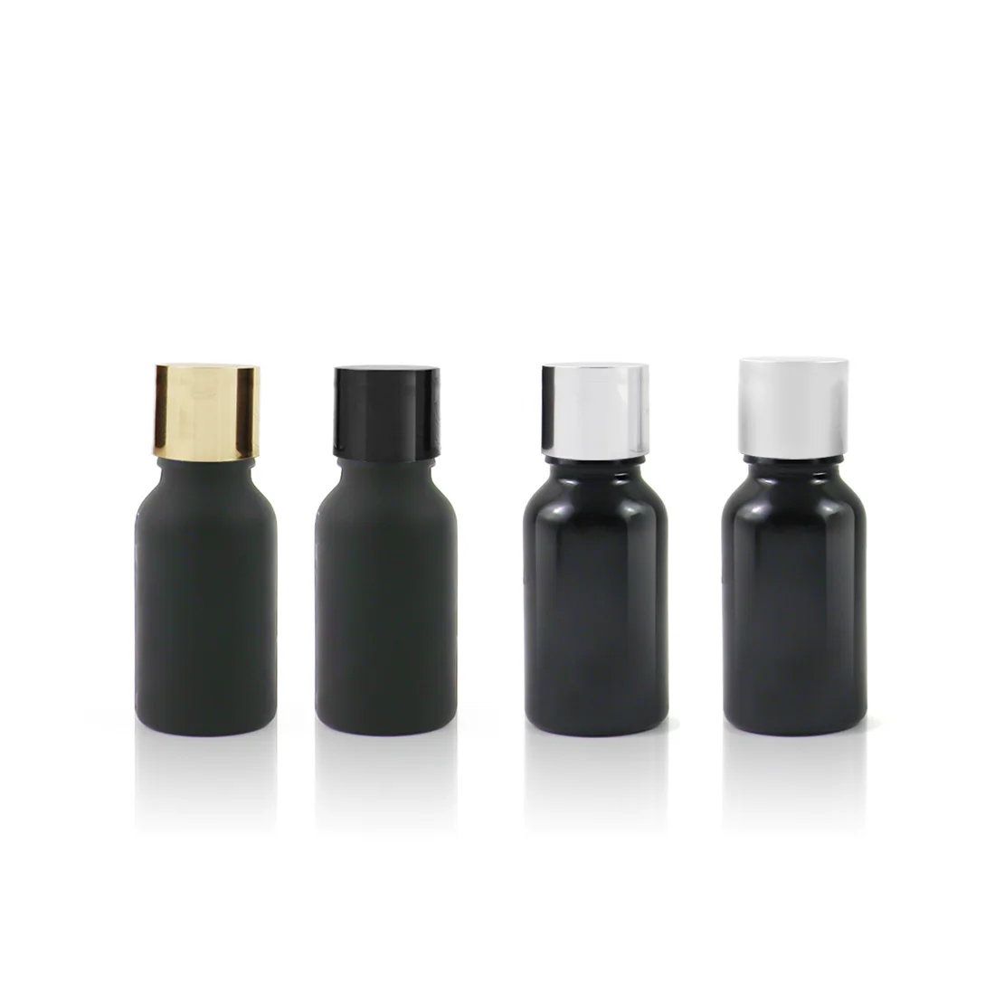 Ready to ship 15ml Black Glass Bottles Custom Small Essential Oil Bottles With Aluminium screw Cap