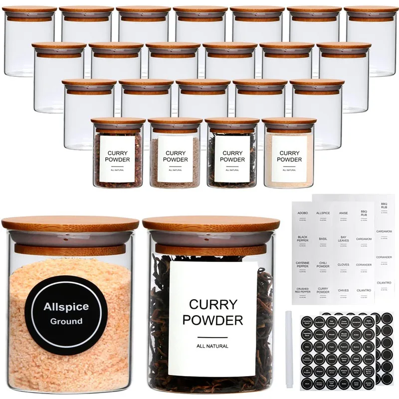 Hot Sales Kitchen 4 OZ Bamboo Airtight Lid Spice Jars Set