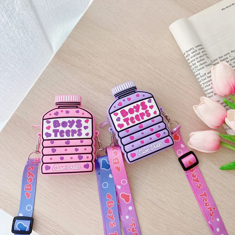 new Fruit strawberry avocado cartoon Silicone Wallet Backpack Key Ring Shoulder Bag lady gift