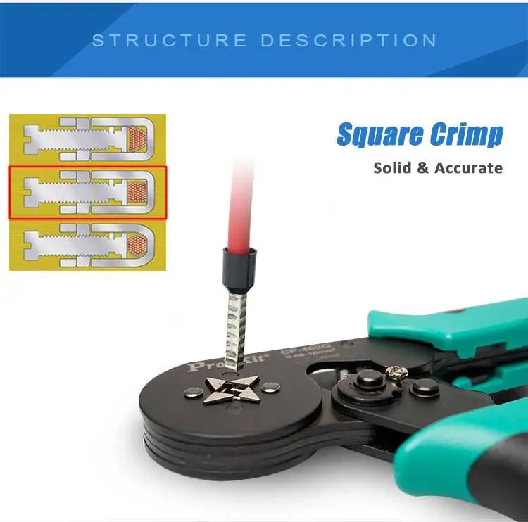 proskit CP-462G Wire Ferrule Crimp Tool-Square Crimp (175mm) for cord end terminals with square crimp