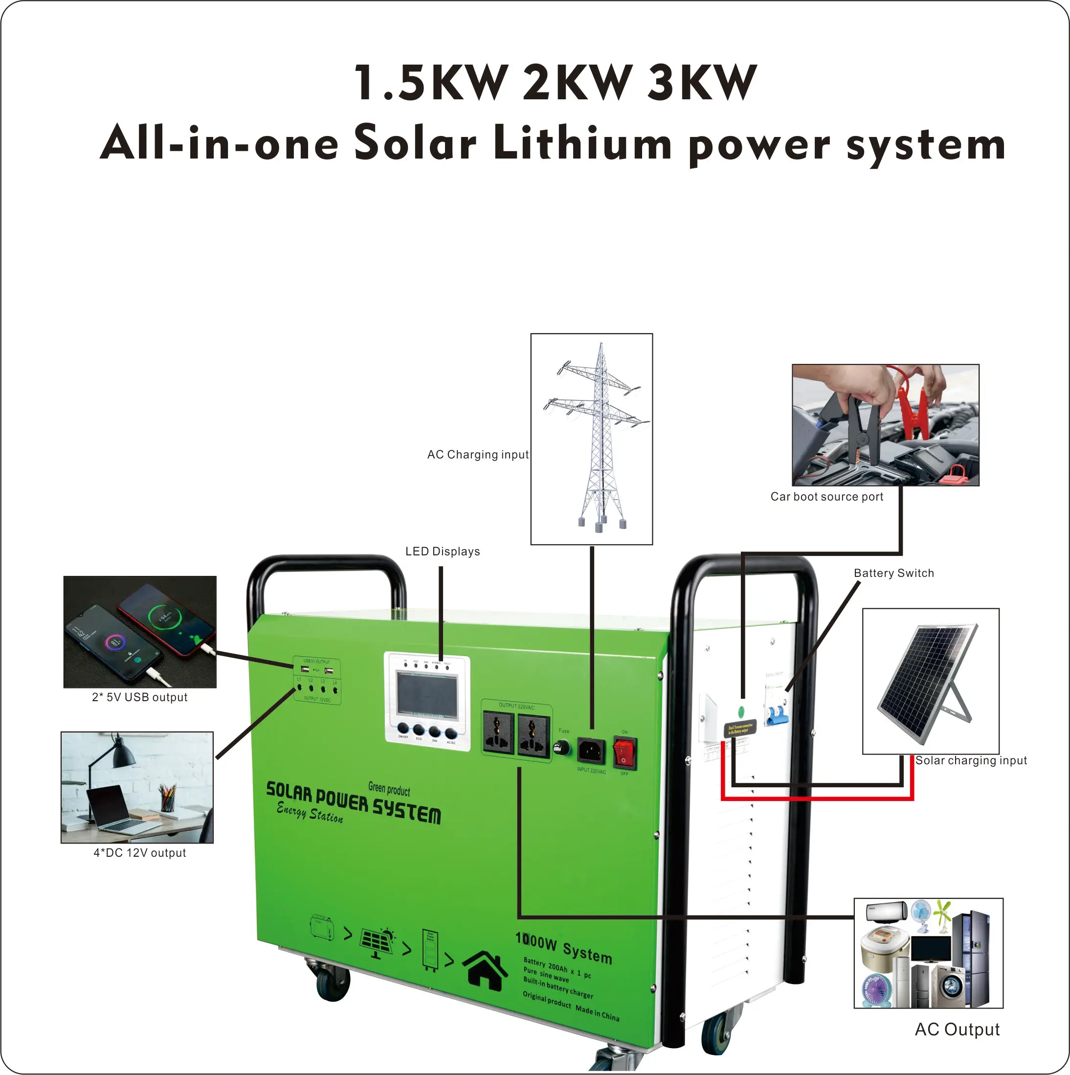 Solar generator system 1kw 3kw 5kw 10kw 15kw 20kw Photovoltaic solar off grid generator