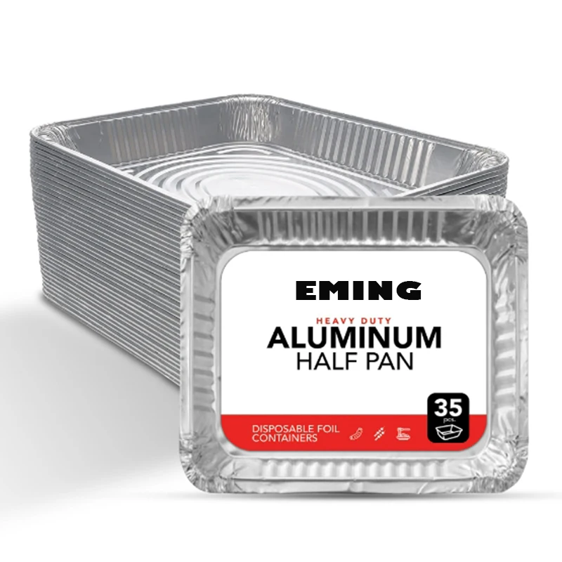 900ml 1100ml 2300ml Disposable Aluminum Foil Takeout Containers with Plastic Lids