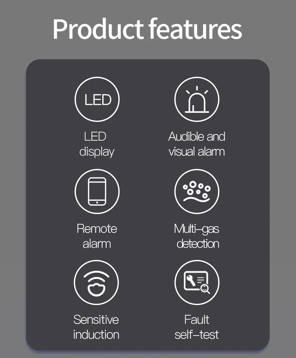 Home Kitchen Cooking WiFi Connection LPG LNG Natural Gas Leak Alarm Gas Leakage Sensor with Tuya Smart Life App Control