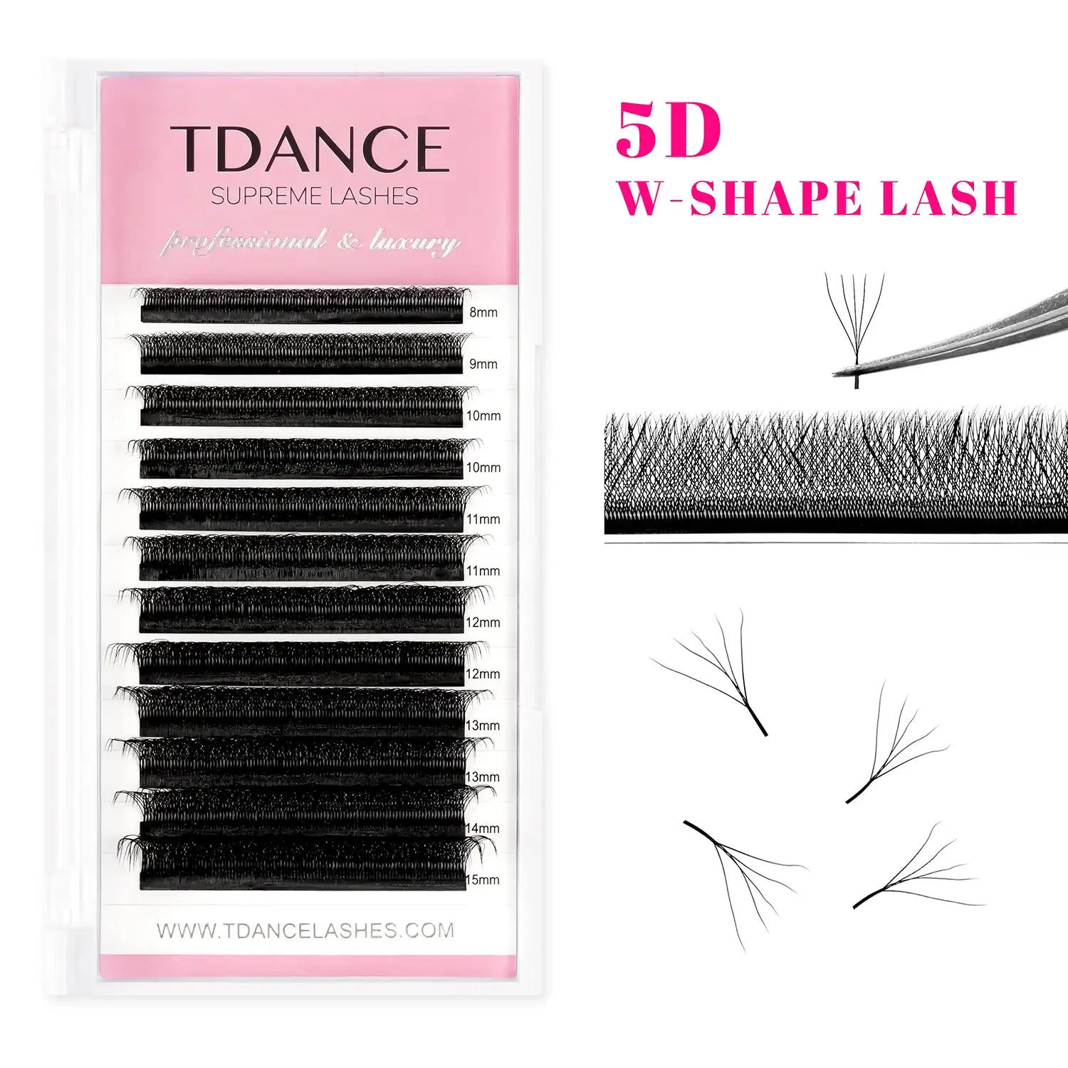 TDANCE custom private label matte wispy C D L Lu curl double tips 3D 4D 5D 6D W shaped lashes volume clover eyelash extensions