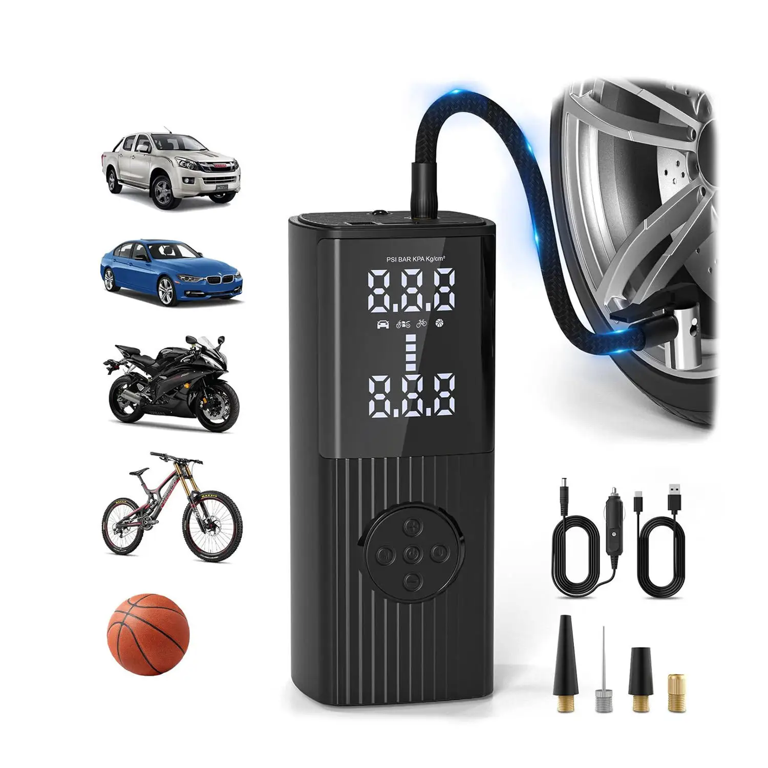 Mini Wireless Air Pump 150PSI 12V Portable Car Air Pump Digital Car Tyre Inflator Electric Air Pump For Bike Scooter