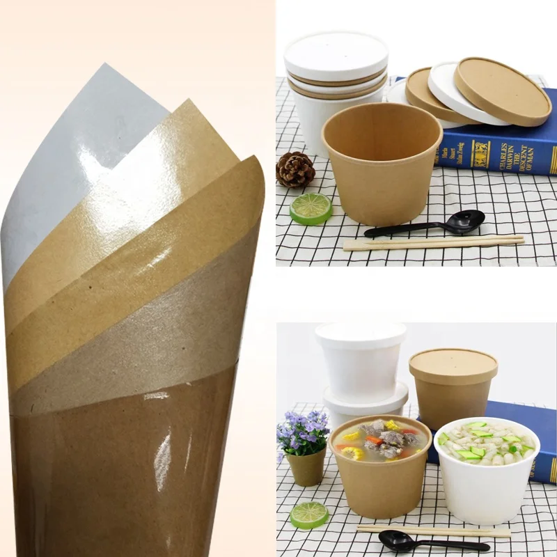 Foodgrade waterproof and oil-proof kraft poly coated paper for making paper bowl,paper meal box