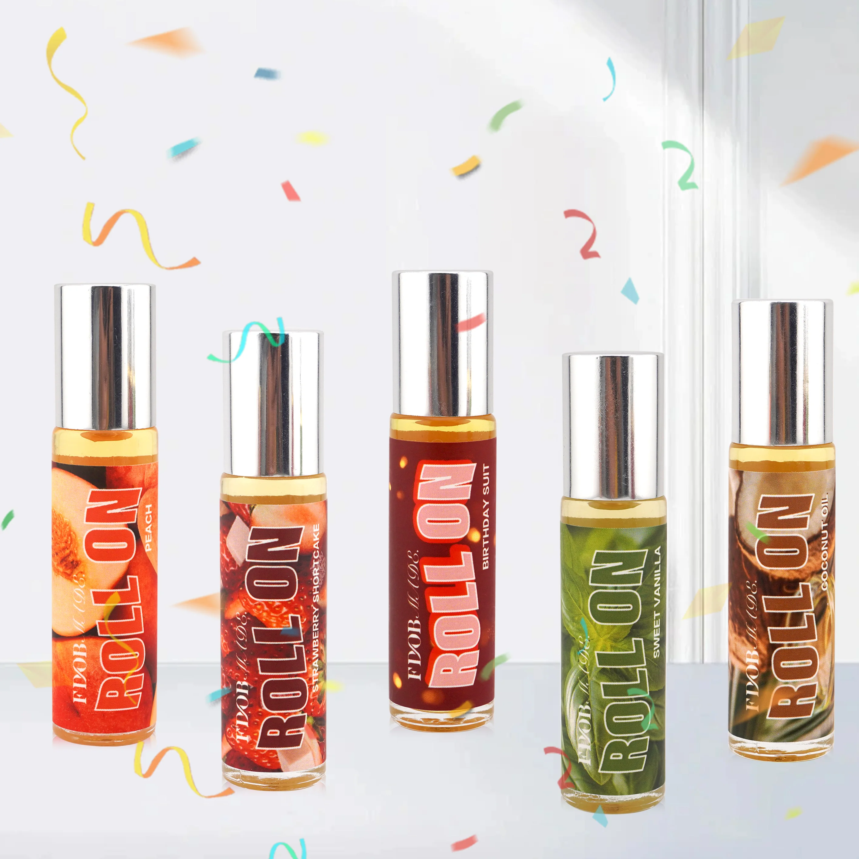 Best selling small perfume crystal birthday peach scent perfume high quality last long scent body roll on oil