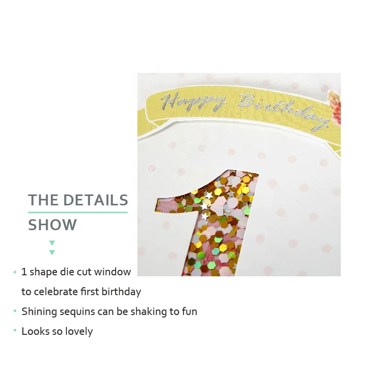 
1-Shape Die Cut Shaker Birthday Cards, 3D Custom Handmade Greeting Cards for Baby 