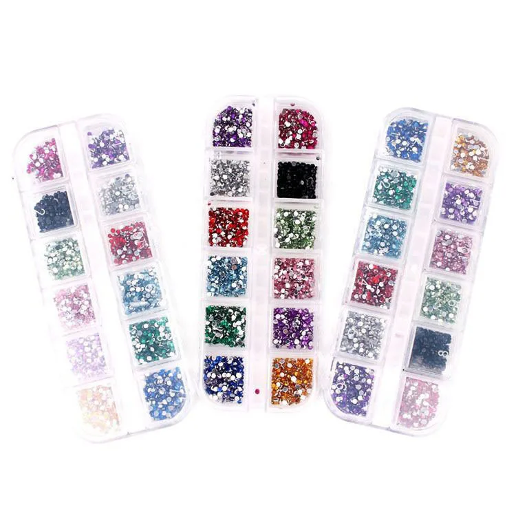 Factory New Arrival Nail Accessories 12 Color Acrylic Diamond 1.5mm 2mm 3mm For Nail Art