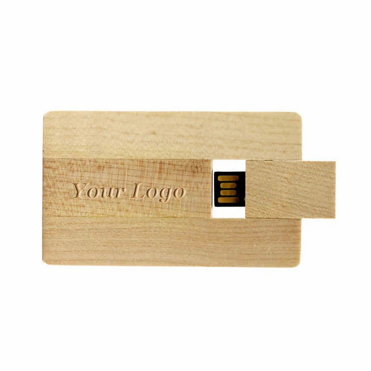 Business promotional souvenir gift custom OEM logo print 8GB 16GB 32GB wooden business credit card usb flash memory stick drive