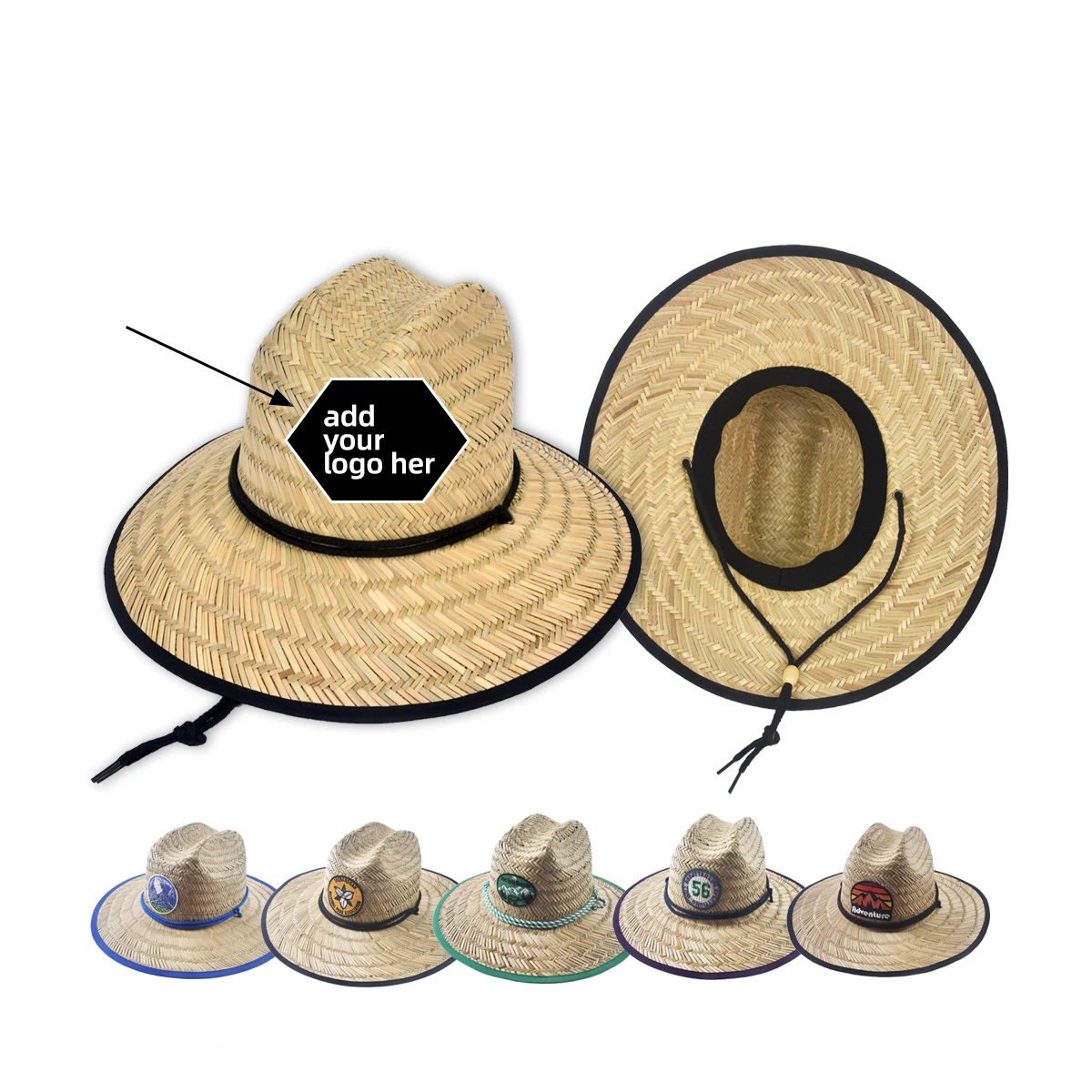 Wholesale Manufacturer Custom Logo Patch Lifeguard Straw Beach Mexican Mexico Sombrero Fishing Surf America printing hat