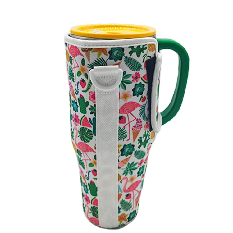 Wilson Custom Neoprene 40oz Tumbler Cup Holder Carrier Bag Sublimation Printing 40oz Handle Tumbler Cup Sleeve