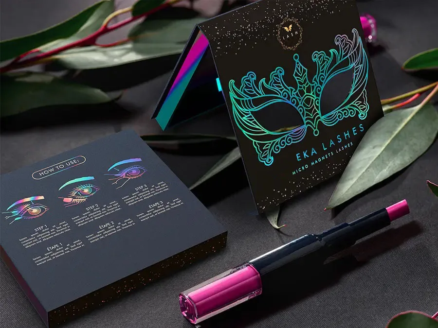 Real mink eyelash strips custom box magnetic natural colorful lash foil stamping mask eye lashes box storage packaging