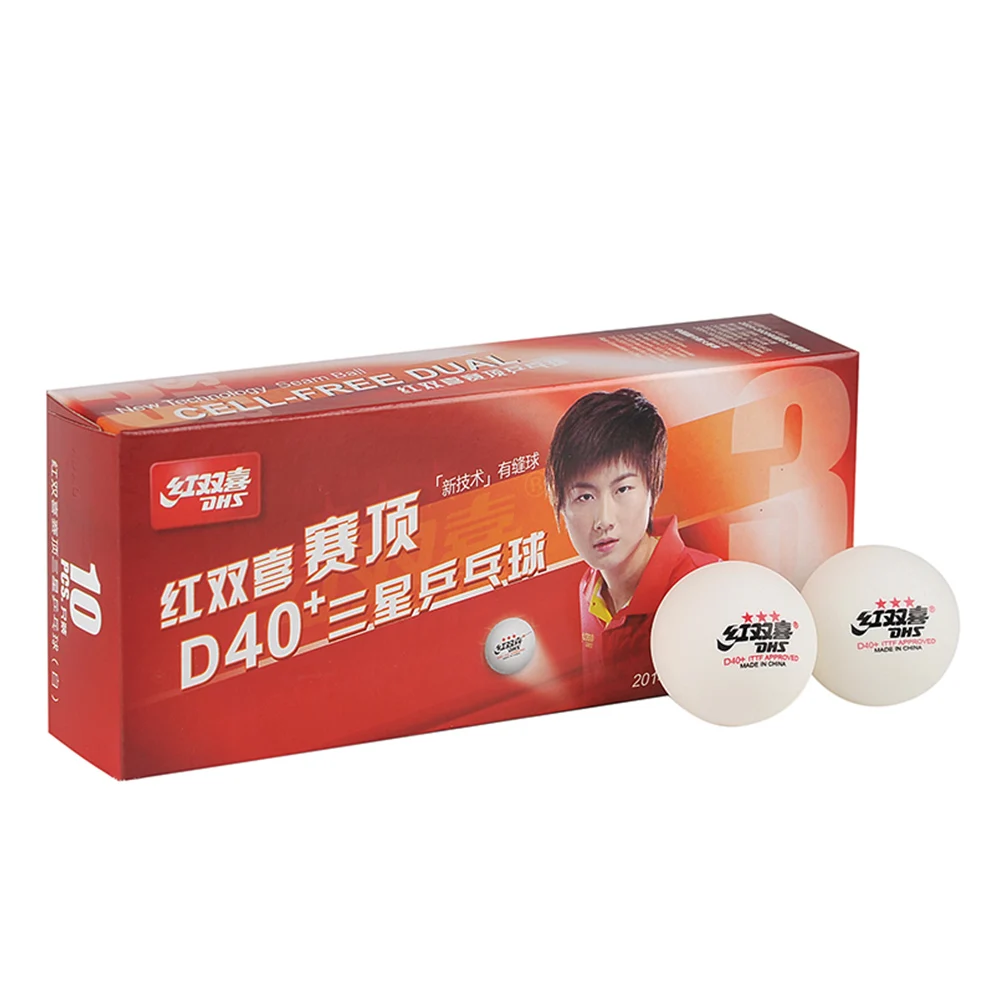 DHS 3 star hot sale table tennis ball D40+ professional player ping pong ball