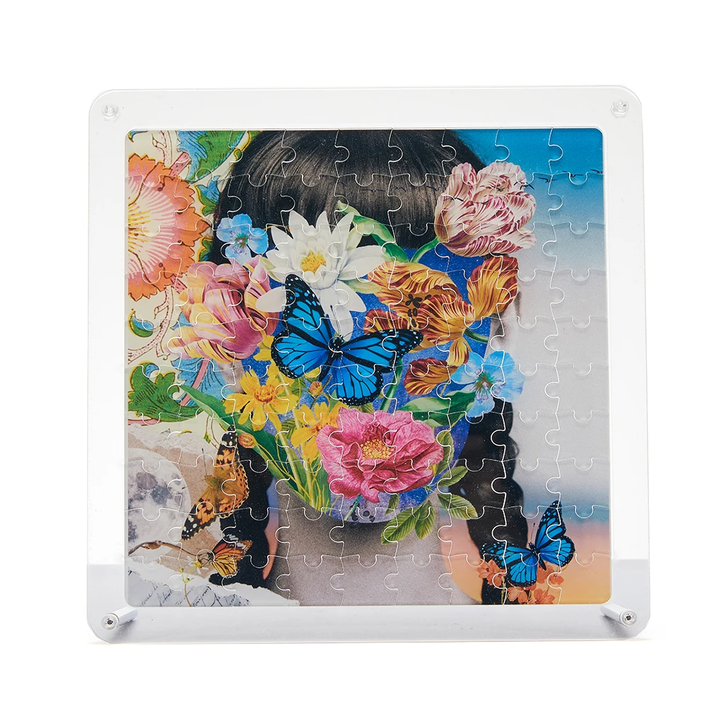 Factory sell clear plastic laser cut UV printed flower 3d puzzle girl