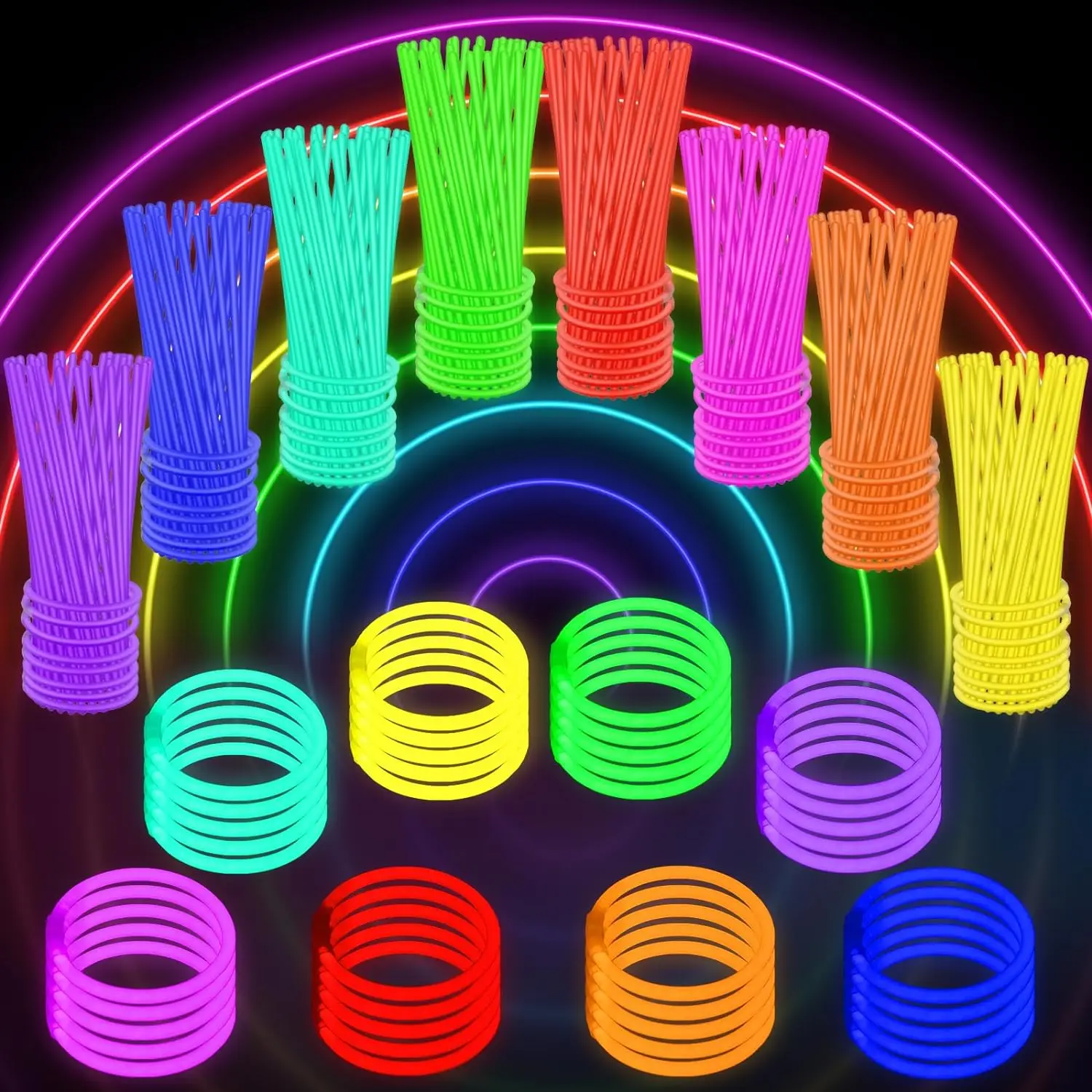 Glow Sticks Bulk Party Favors, Necklaces And Bracelets With Connectors Light Up Birthday Halloween 4th Of July Wedding