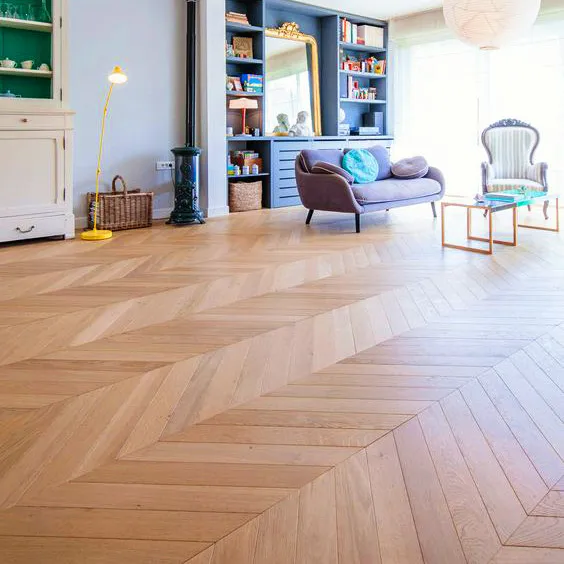 
16mm European Oak brushed natural hard wax oil engineered wood chevron Parquet board tiles Flooring prices 