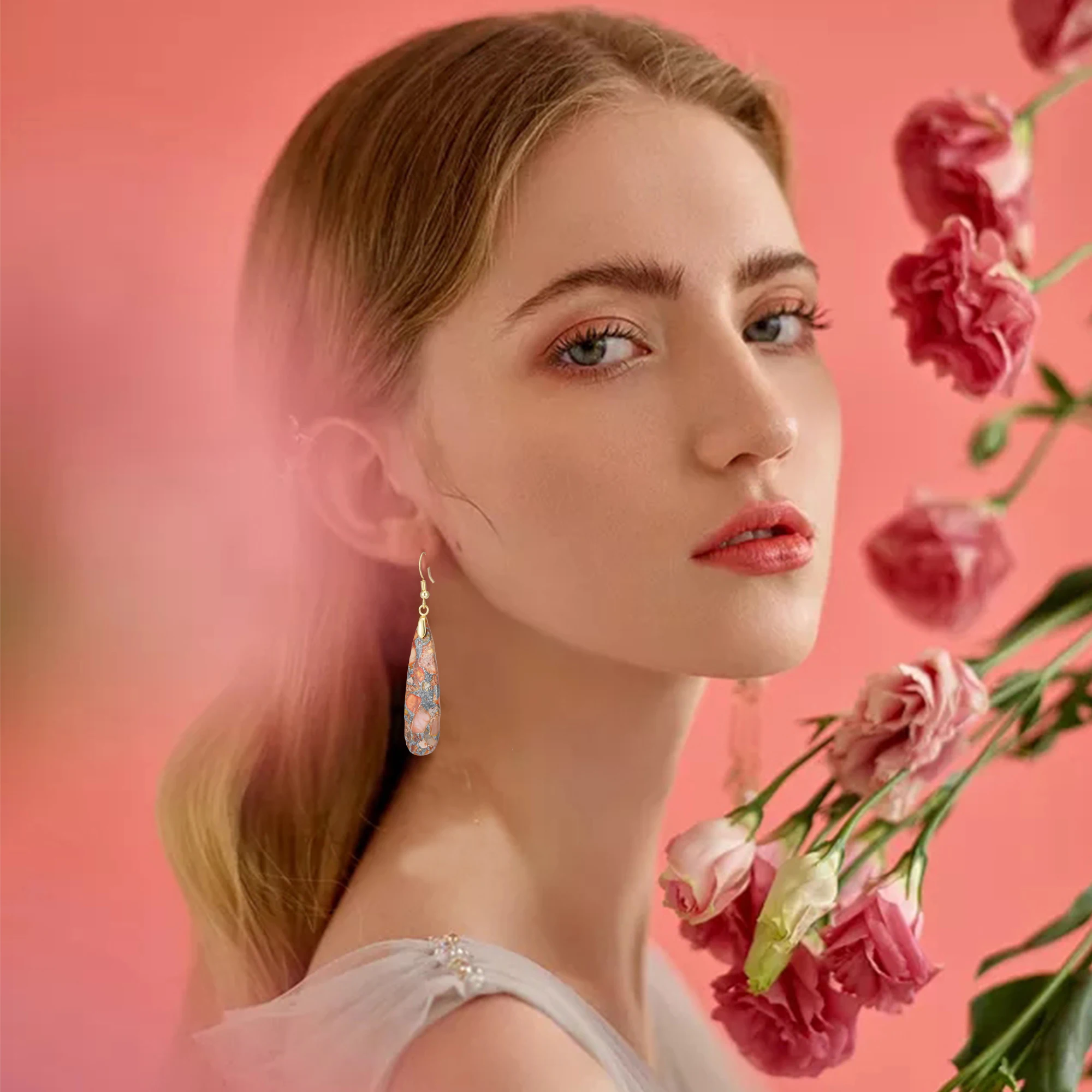 Серьги-подвески из натурального морского осадка