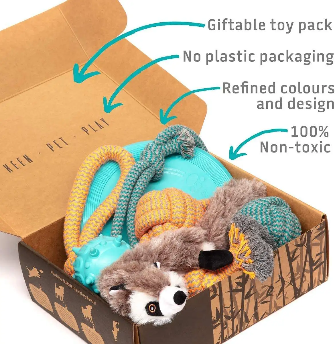Custom Gift Box Packing Birthday Present Cotton Rope Dog Toys Set Puppy Teething Chew Toys for Boredom