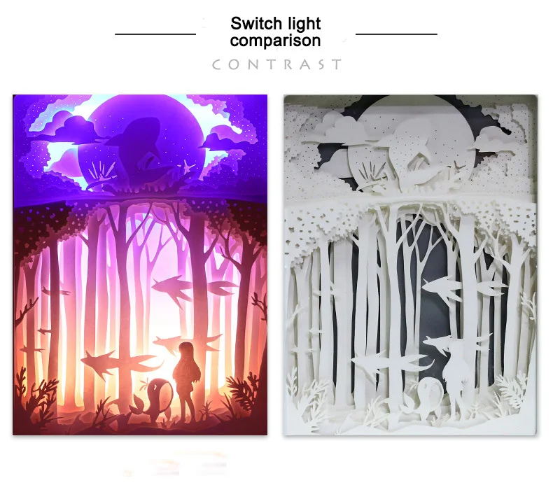 Romantic love 3d creative visualization illusion paper lamp home decor night led light gift carving