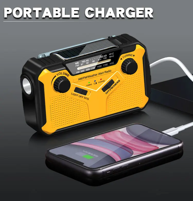 
Portable Mini Emergency Crank Radio 2500mAh for Solar Hand Crank Portable AM/FM/NOAA Weather Radio 