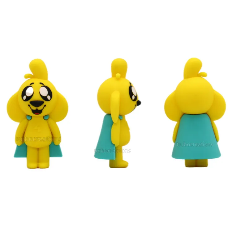 Custom Cute Dog Shape 3D PVC Mini Action Figure Model Soft Silicone Anime Figurine with Base Toys Ornaments in Box Packaging