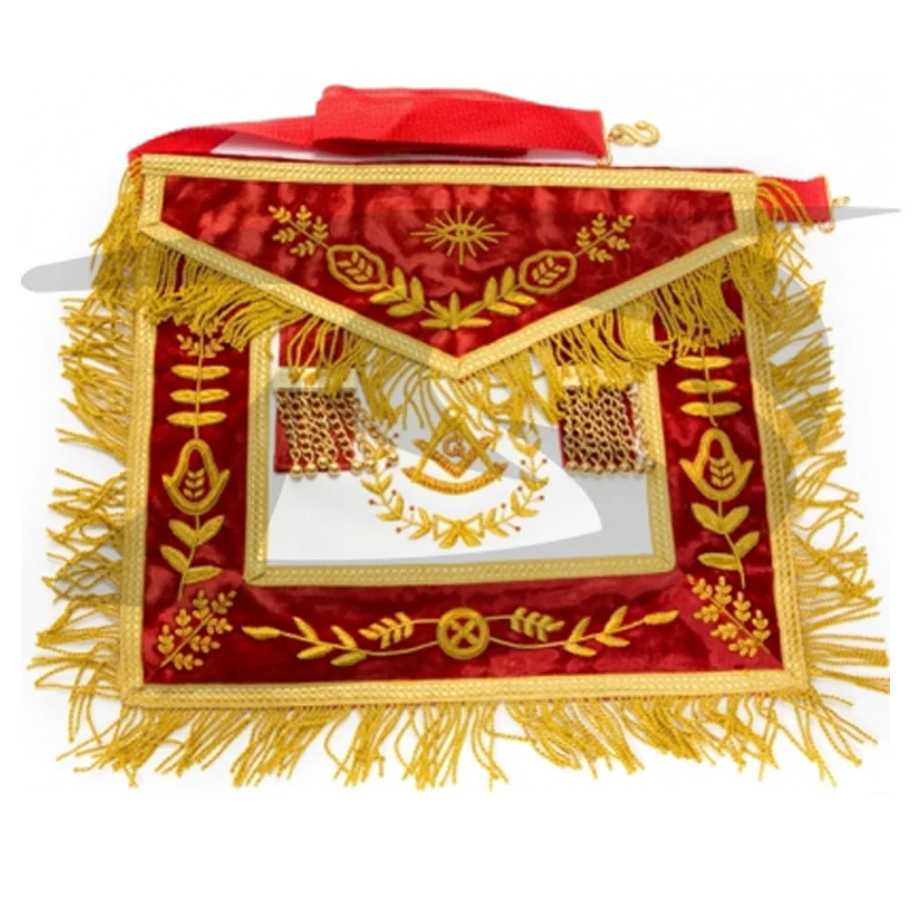 
USA Texas Lodge Masonic Regalia Apron Gold Chain With Purple Velvet Aprons 