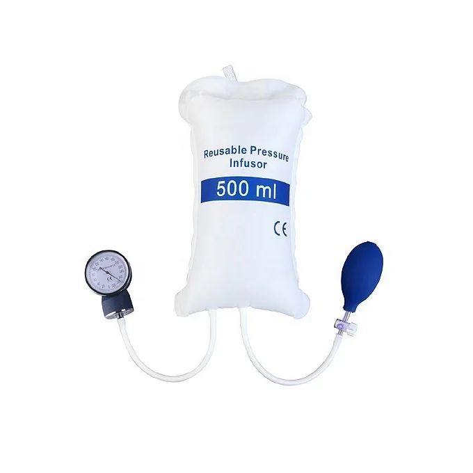 Intravenous IV fluid pressure-injected infusion cuff squeeze system, pressure-infused solution bag pressure device set pump