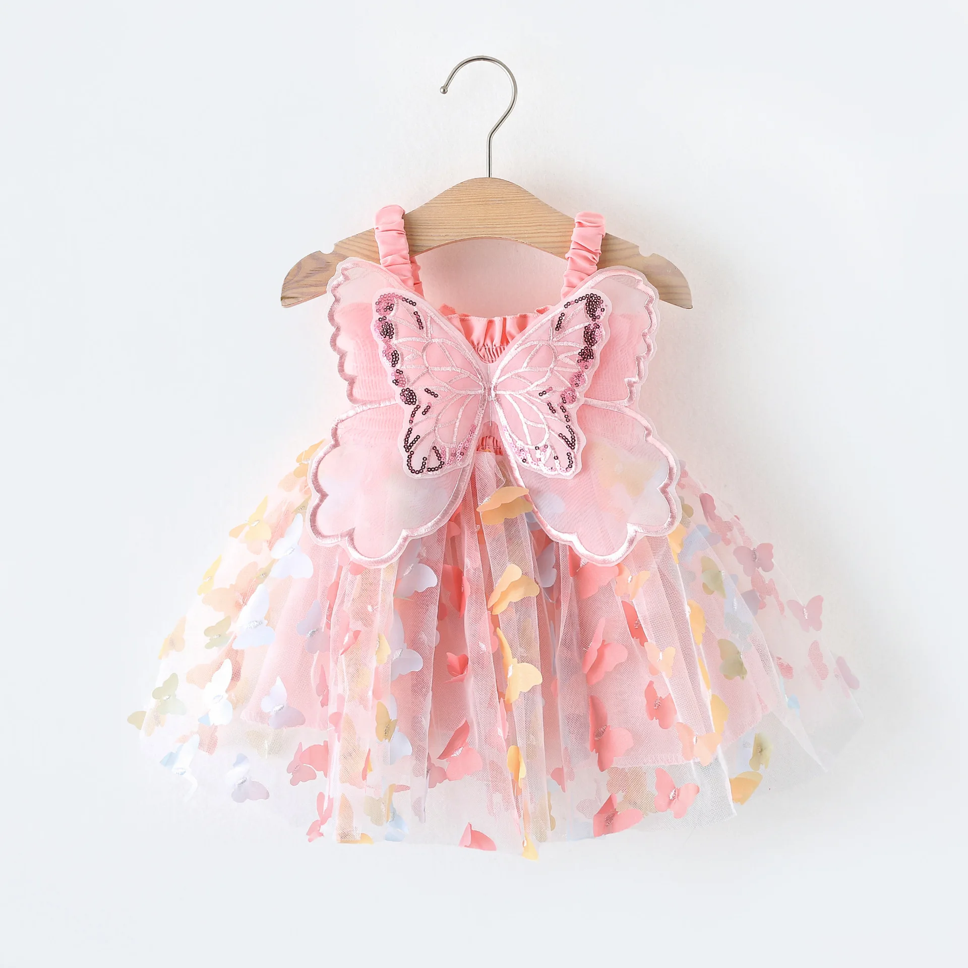 Big Butterfly Boutique Kids Wholesale Clothing Spaghetti Toddler Girls Clothes Hot Selling Girls Butterflies Embroidered Dresses
