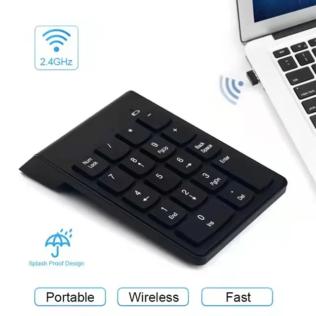 2.4GHz Wireless Numeric Keypad Numpad 18 Keys Portable Small-Size Digital Keyboard For Accounting Teller Laptop Notebook Tablets