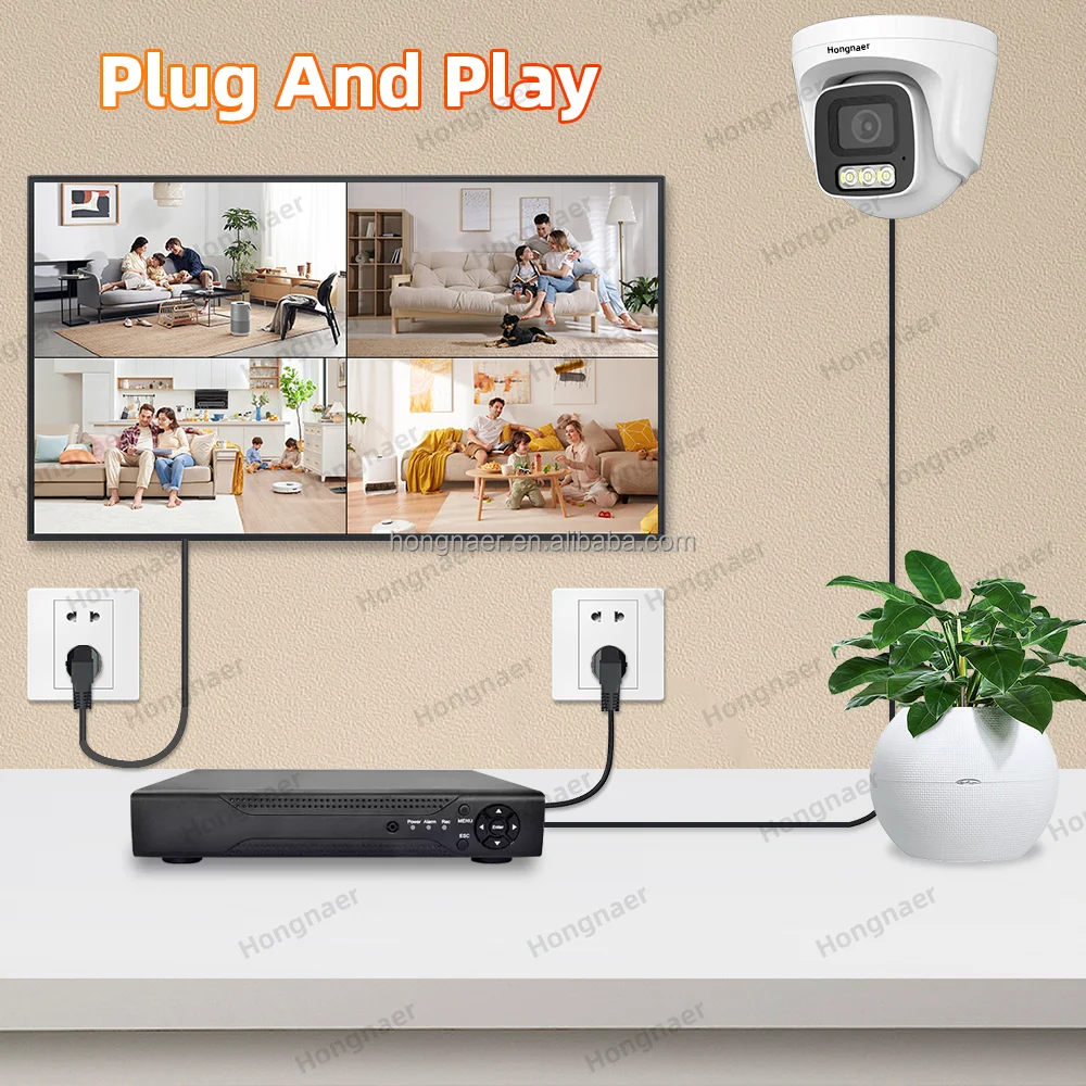 Hongnaer 5MP AHD 4CH DVR домашний цифровой видеорегистратор аналоговая камера видеонаблюдения комплект системы наблюдения ICSee система