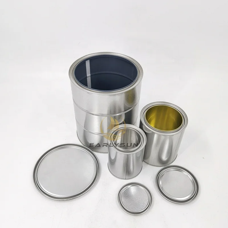 Custom Empty 1 Liter Metal Cylinder Tin Can For Water Based Paint With Pry Cover