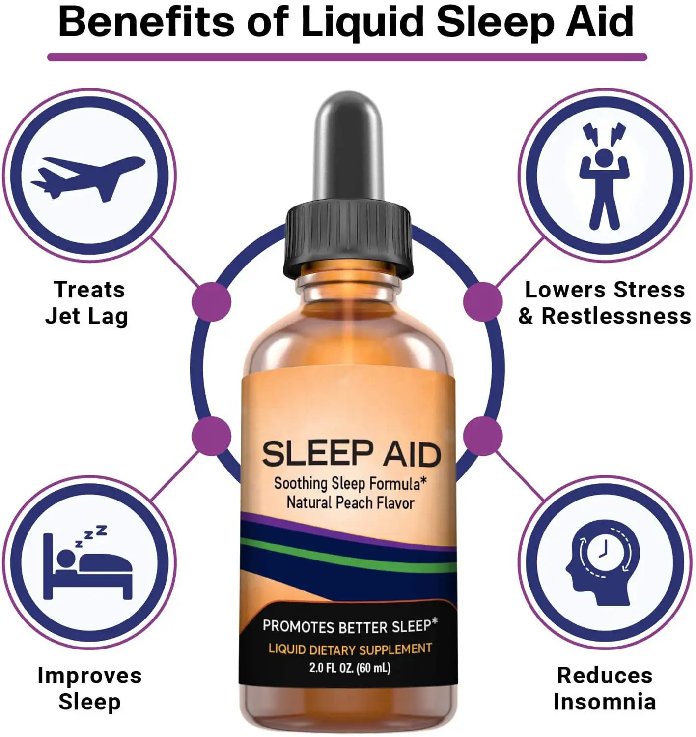 Customized Logo Liquid Melatonin Drops Private Label Healthcare Supplement for Sleep Aids