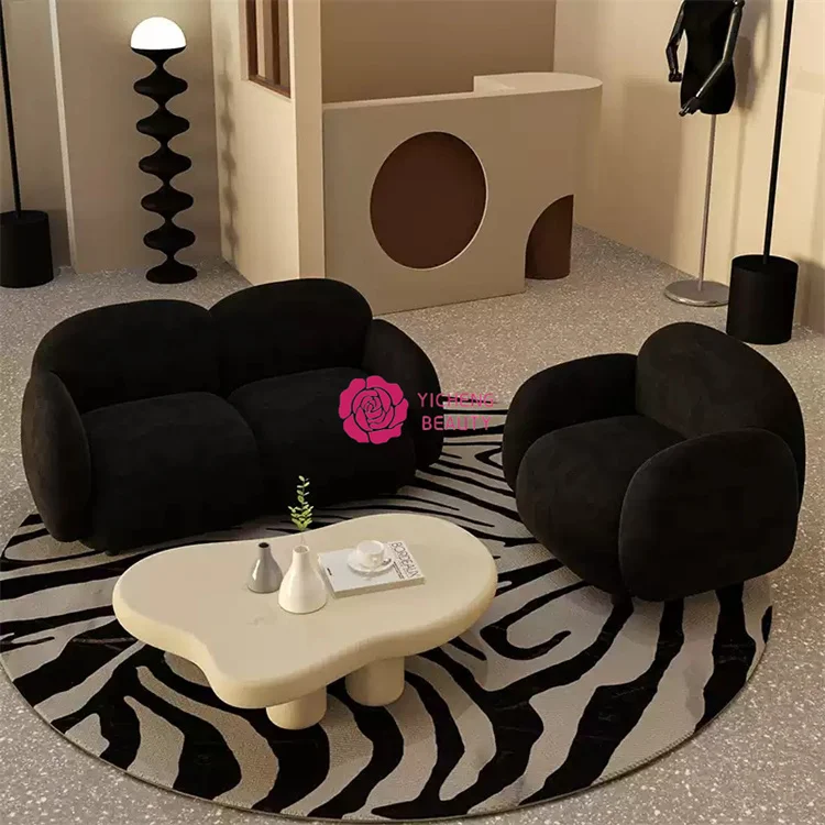 Yicheng Beauty Super Quality Small Size Sofa Black Velvet Clothing Store Waiting Area Sofa for Customer with Cheap Price