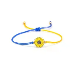 Creative sunflower woven bracelet blue and yellow Mosaic sunflower Daisy wax thread woven bracelet