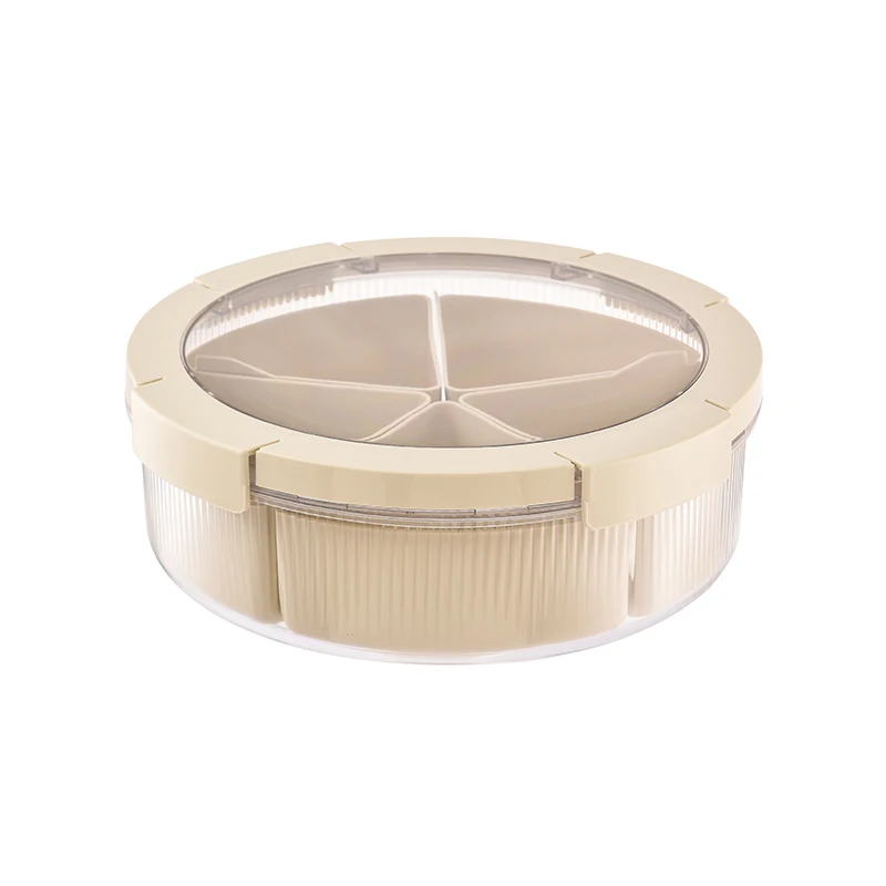 Hot Selling Large Capacity Double-Layer Sealed Fresh-Keeping Box Plastic Storage Household Rotating Grid Dried Fruit Box