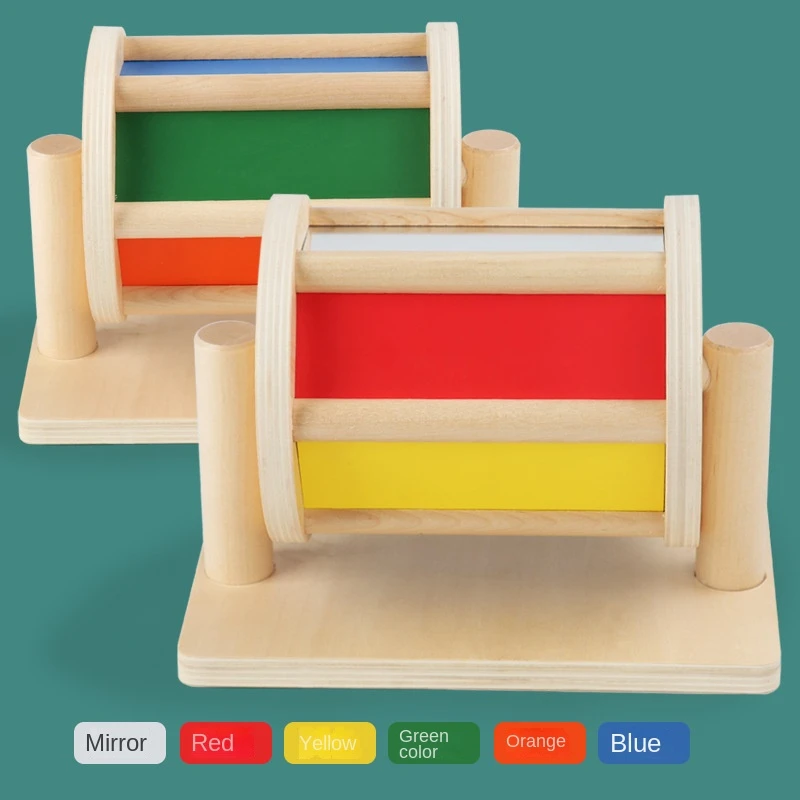 Developing Intelligence wooden spinning drum children early learning colorful wood music drum Montessori baby educational toy