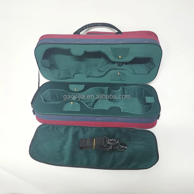 High quality factory price  wholesale oxford cover  oblong  foam light double violin  case 4/4 G-2020V for double violins