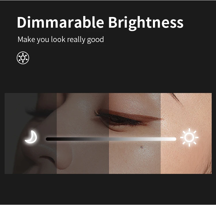 Touch Screen Three Colors Dimmable Lighted Makeup Mirror Compact Foldable Travel Mirror with PU Case