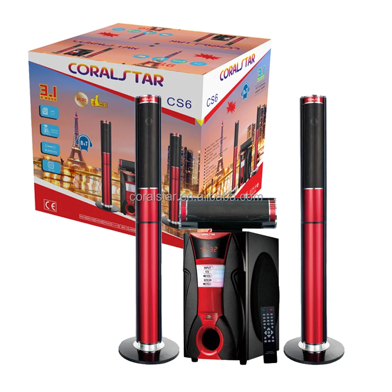  Coralstar Высокое качество 3 1 домашний кинотеатр USB SD FM DVD система сабвуфер