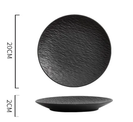 Frosted rock pattern tableware ceramic plate senior sense of western food plate simple shallow plate