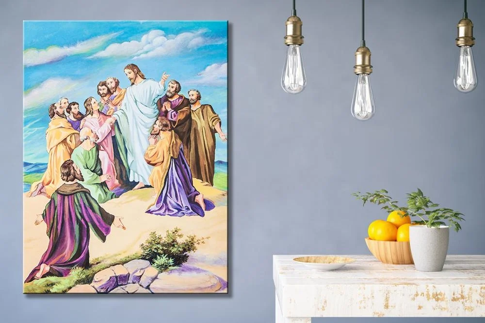 Large Jesus Christ Wall Art Christ and Disciple Portrait Picture Giclee Artwork Poster Prints Religious & Spiritual Modern Home