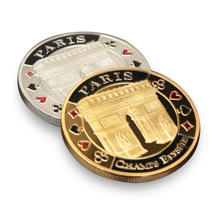 Новая Металлическая эмалированная позолоченная Посеребренная Железная Чипса 40 мм с логотипом на заказ