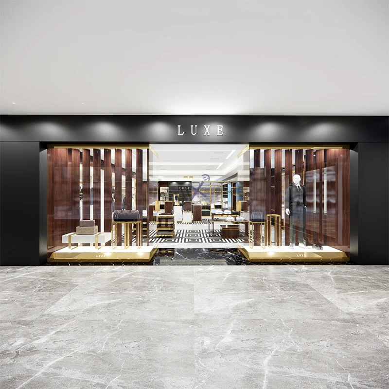 LUX Customized Factory Custom Retail Menswear Cabinet For Shop Visual Merchandising Clothes Display Showcase Shop Design