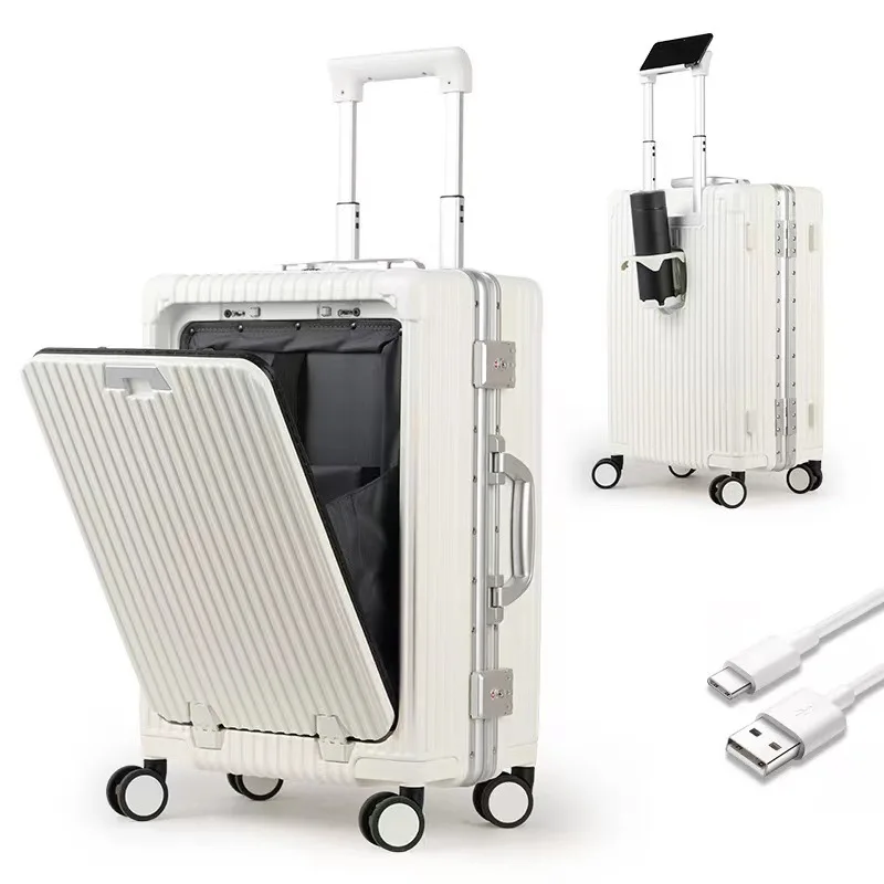 July New Arrival Aluminum Luggage 24 Inch Aluminum Suitcase Multifunctional Password Suitcase Luaage Rack