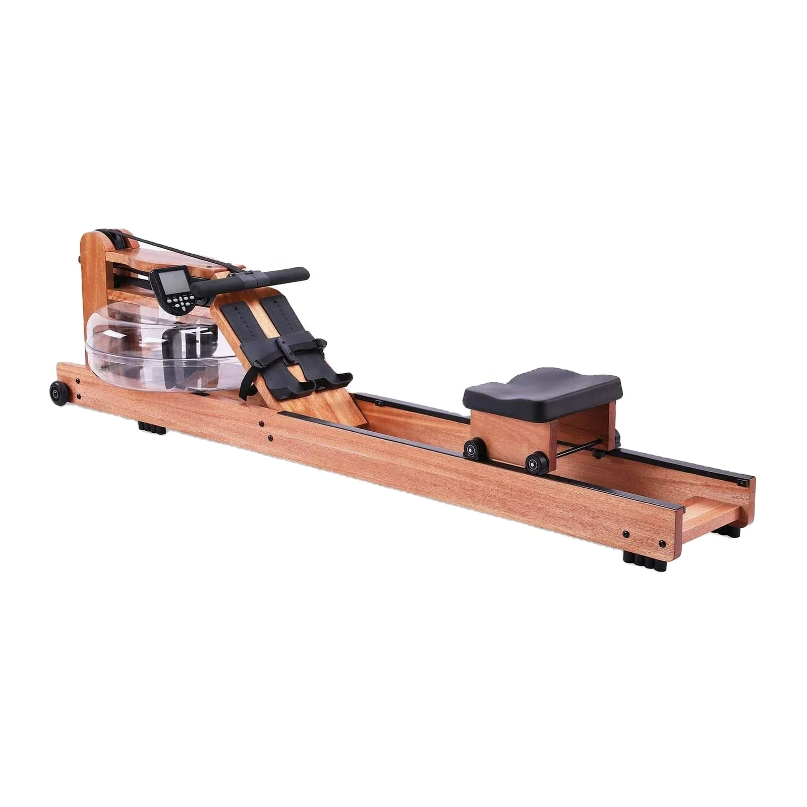 Lecheng foldable Wood  Water Rowing Machine with APP, Rowing Machine Water Resistance for Home Use with LCD Monitor