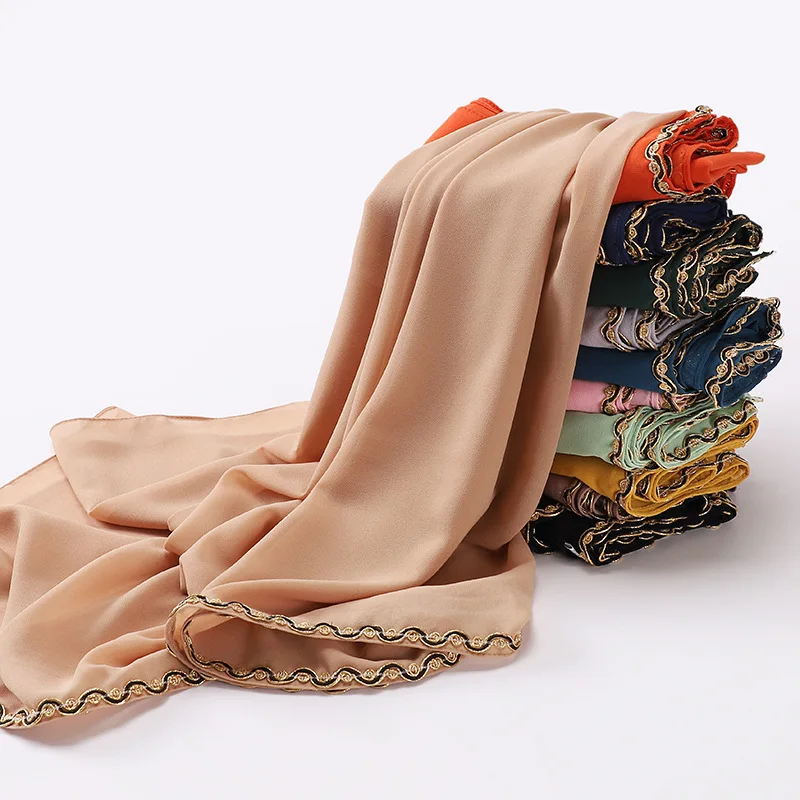 175*70CM Soft Ladies Chiffon Fabric For Scarf Shawl Arab Muslim Premium Chiffon Scarf Hijab